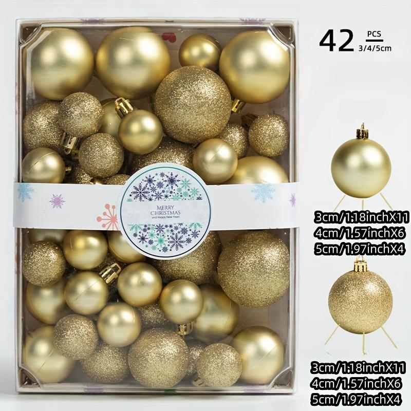 42pcs Classic Christmas Ornament Set - Assorted Colors, Round Plastic Hanging Balls for Tree Decoration, for Christmas