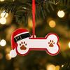 Unique Christmas Gift for Pet Owners Resin Ornament Cute Cat Paw/Bone Shaped Xmas Tree Hanging Decoration Red Riding Hood Holiday Decor with