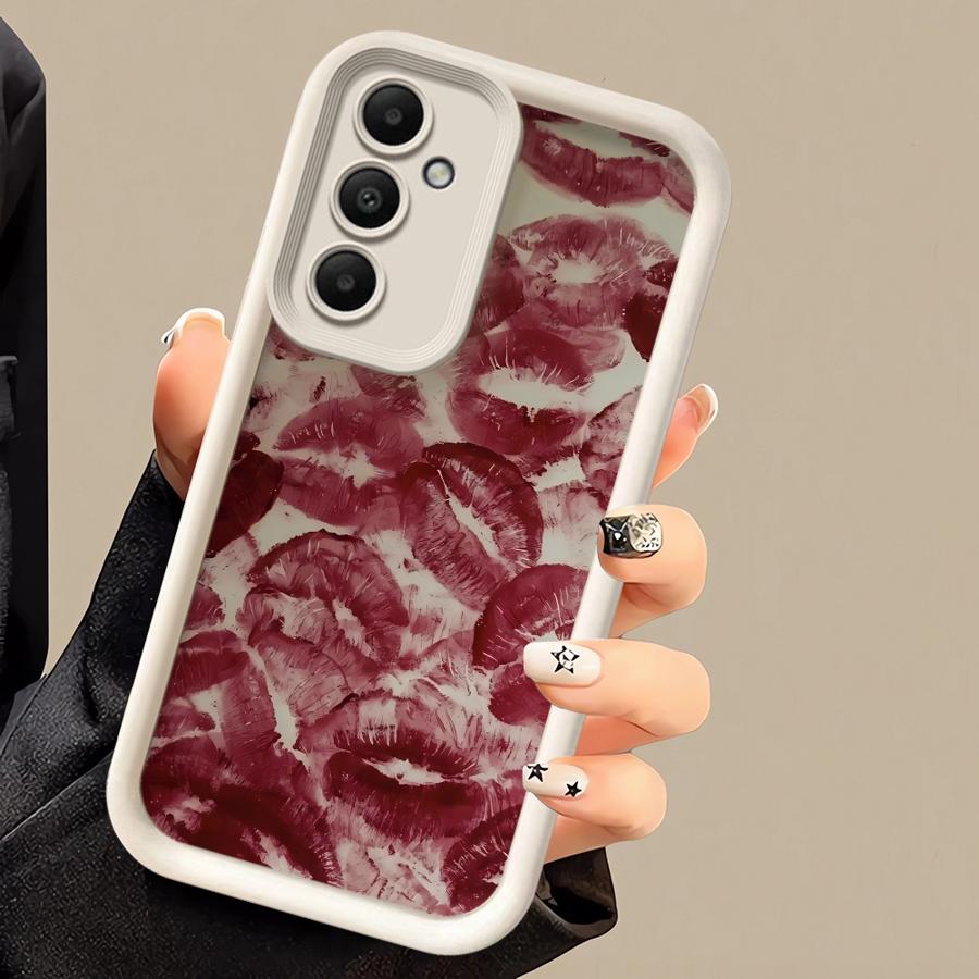 

Retro Red Lip Print Phone Case for Samsung Galaxy A26 A22 A14 A33 A56 A24 A13 A32 A23 A12 A36 A16 A34 Soft Cover Galaxy A26 5G