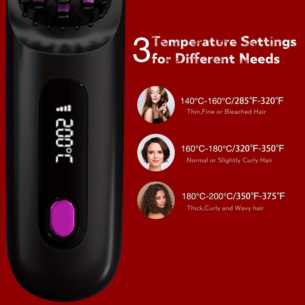 Portable Wireless Hair Straightener USB Rechargeable Fast Heating 3-Speed Temperature Control And Anti-Scalding