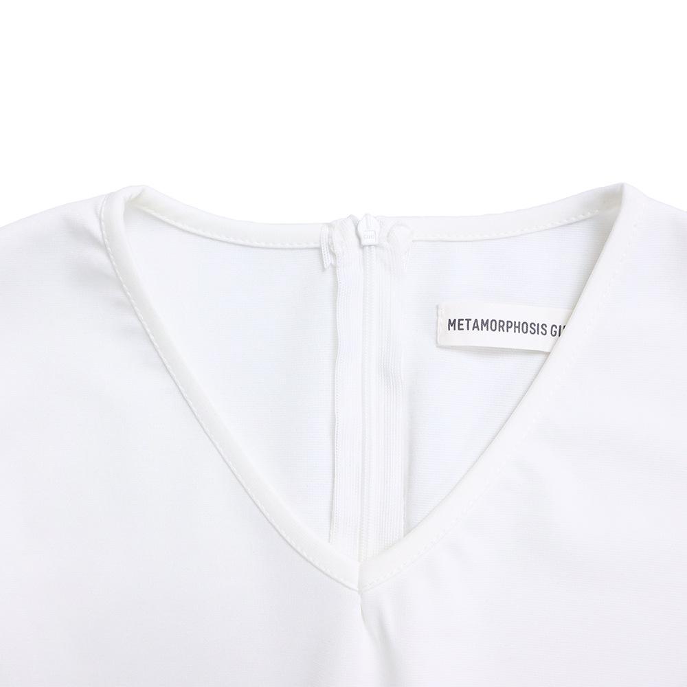 Large Size Women Summer Fashion Flare Sleeves Dress Ladies One Piece V Neck Sheath Dress with Belt