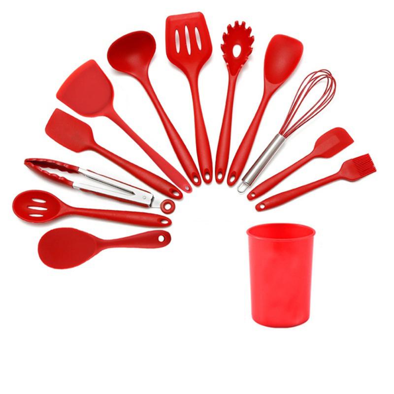 13pcs Silicone Cooking Utensils Set With Hook Design Comfortable Handle Non-stick Kitchen