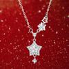 S925 Sterling Silver High-End Star Necklace: Five-Pointed, Super Flash Design, Light Luxury Clavicle Chain, Cold Style Trend.