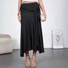 Lente Nieuwe houten decoratieve rok met hoge taille, nauwsluitende pasvorm en wijde plooien voor dames