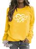 Heart Print Round Neck Women's Hoodie
