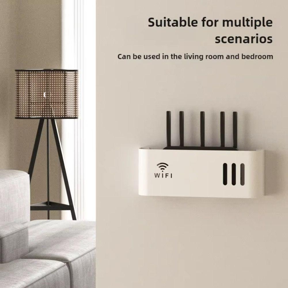 Wall Mounted WiFi Router Shelf Plastic Power Cable Organizer for Power Strips & Home Decor
