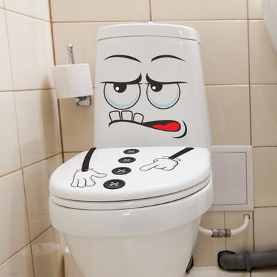 Adesivo de Vaso Sanitário com Expressão de Desenho Animado Yousheng Impermeável Removível Autoadesivo PVC Sala de Estar Banheiro Arte de Parede Expressão Engraçada Tampa do Assento Sanitário
