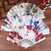 Retro Flower Printed Folding Fan Classical Dancing Fan Women Cheongsam Fan Portable Hand Held Fan Wedding Fan Decor Gifts