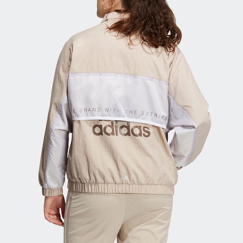 Adidas Must Haves Word Jacket With Letter Logo Print Women Casual Sport Jacket Miracle-Grey Tan-Brown HY2878