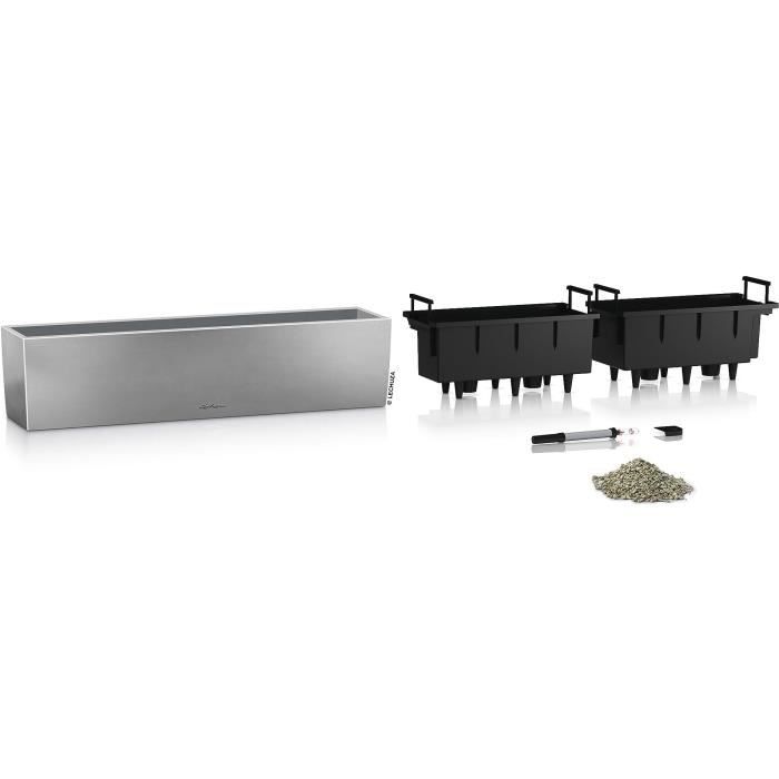 LECHUZA Jardinière - Balconera Steel 80 - 79 X 19 X 19 Cm - Gris Perle Satiné