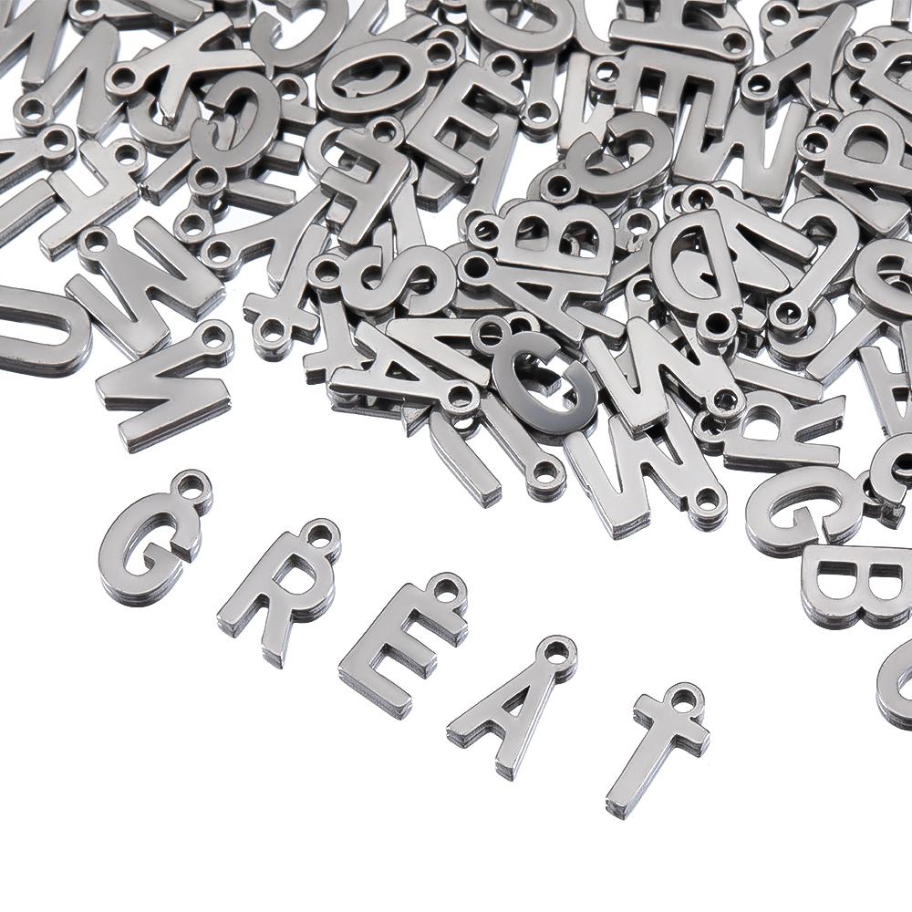 50pcs English Initial Letters Charms Random Stainless Steel Gold Color Alphabet Pendants DIY Earrings Necklaces Jewelry Making