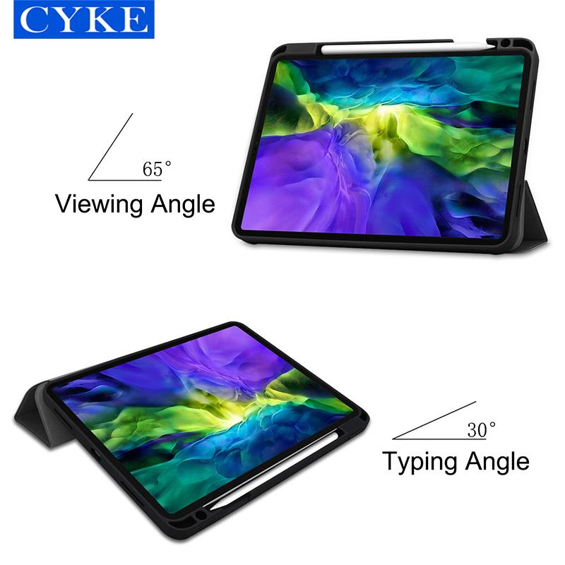 CYKE Trifold Flip Tpu Tablet Case 11 Inch Pu Leather Case for Apple 2020 Ipad Pro 11 Tablet Cover With Pencil Holder