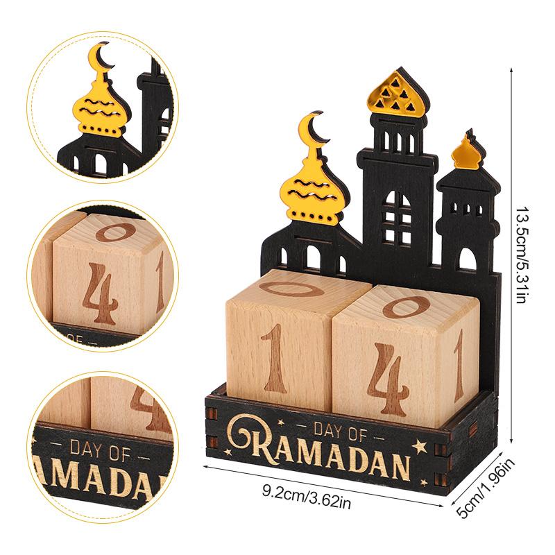 

Ramadan Countdown Calendar with Wooden Blocks Eid Mubarak Table Ornaments 2026 Islamic Muslim Party Gift DIY Home Decoration чёрный
