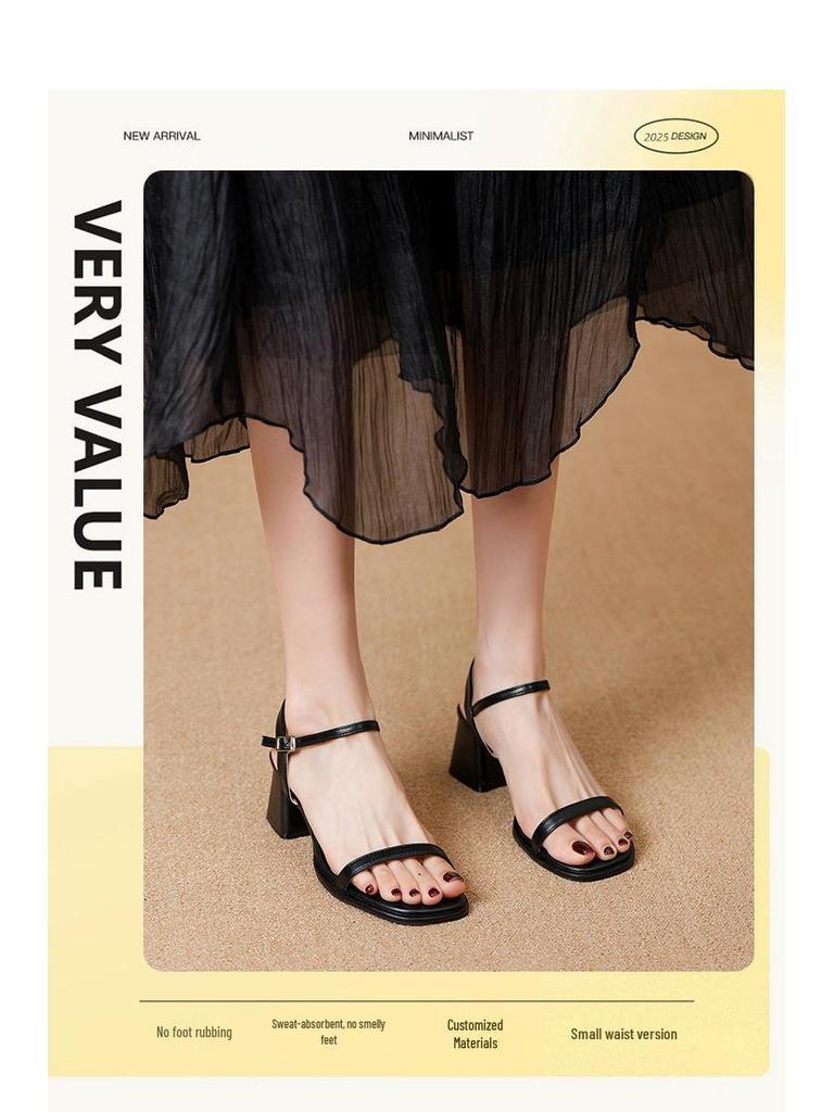 Sandali Peep-Toe con Tacco Chunky Stile Fatato - Calzature Estive da Donna Morbide, Comode, Senza Tallone, a Fascia Singola.