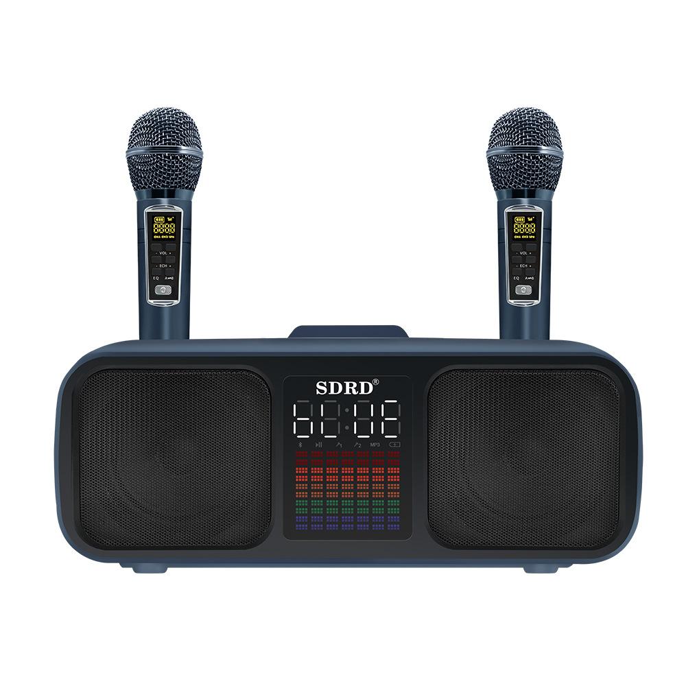 

Karaoke Machine for Adults & Kids Portable Speakers with 2 UHF Wireless Mic Supports AUX/USB/Type C/TF Card/Bluetooth PA System синій