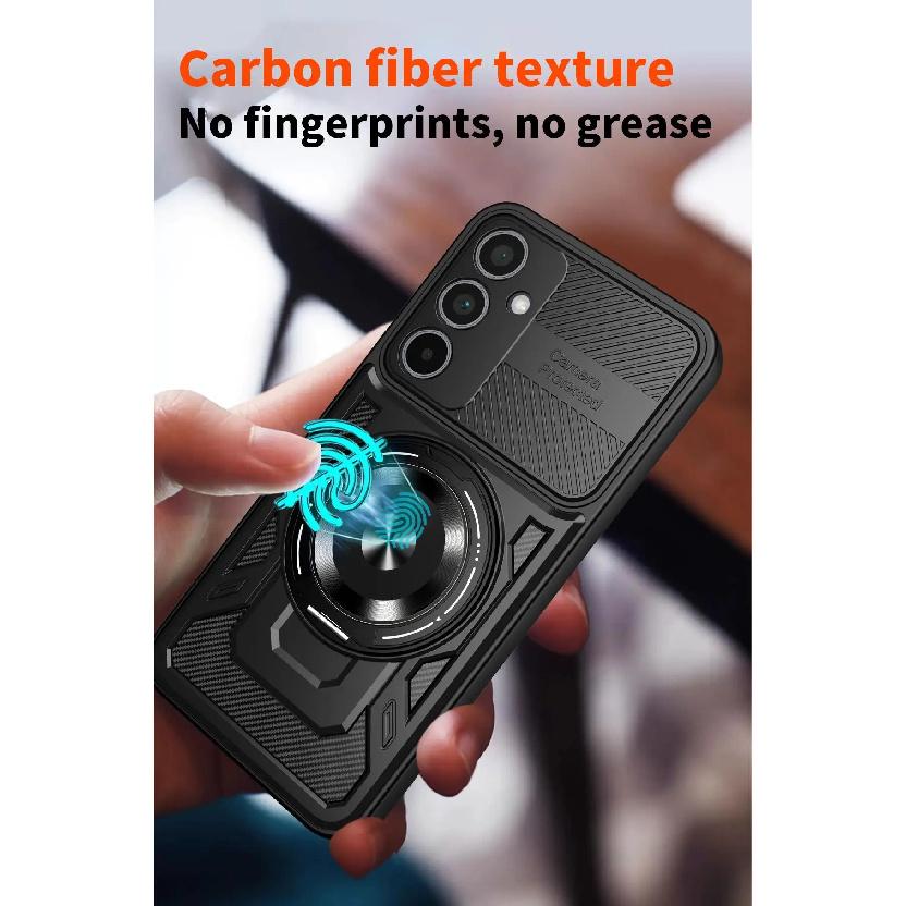 Slide Camera Armor Protection Case For Samsung A56 A36 A26 A16 A55 A35 A25 A15 A17 360° Rotating Magnetic Ring Stand Phone Cover