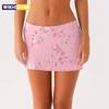 Gonne Mini da Donna con Paillettes Floreali Perlate Y2k Mini Gonna Bodycon a Vita Bassa Glitterata Gonne Corte Streetwear Estivo
