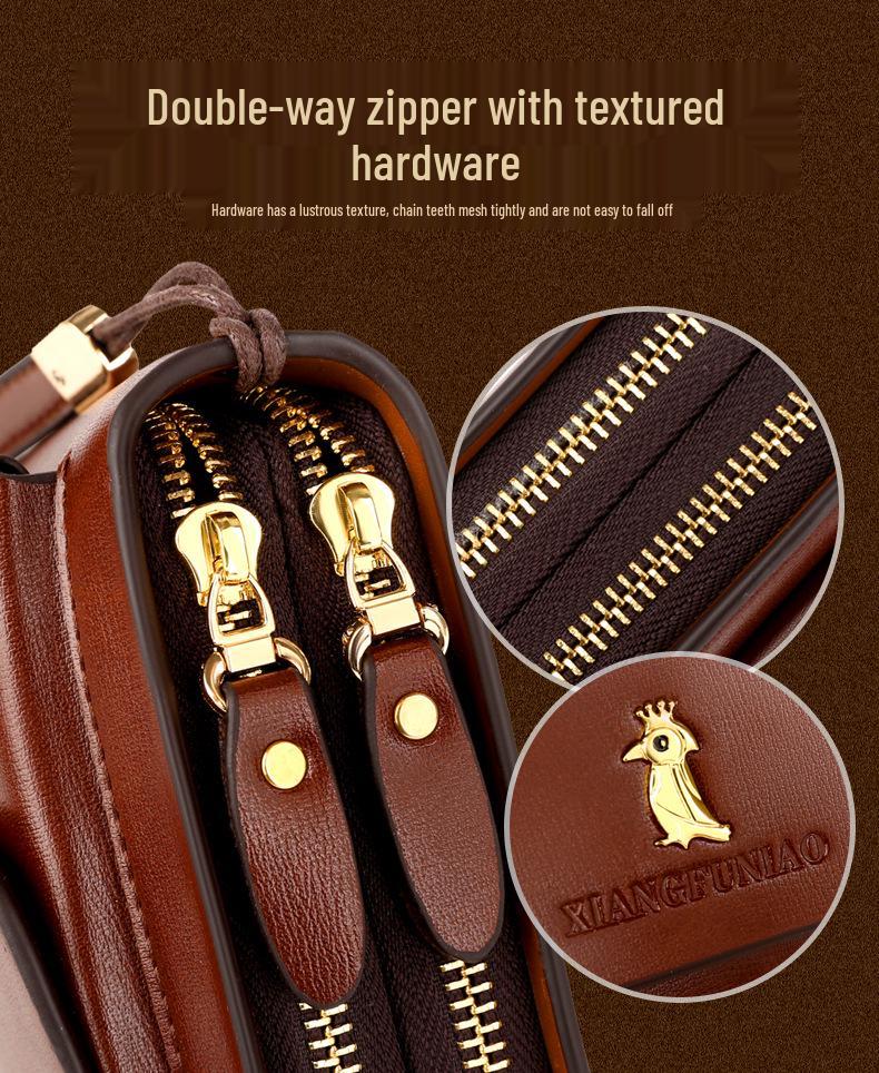 Pánská businessová taštička na zip: Peněženka a držák na karty s velkou kapacitou