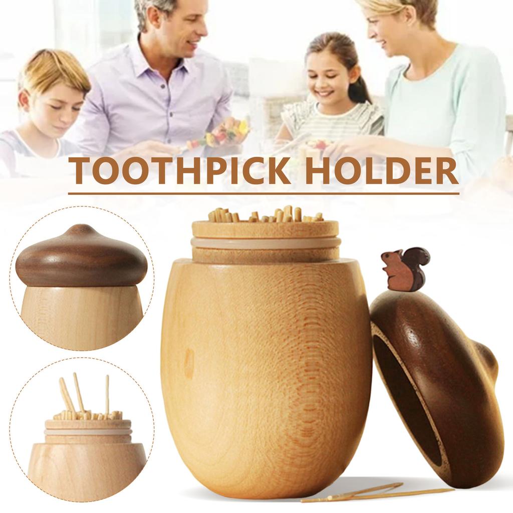 Zahnstocherhalter aus Holz, japanische Zahnstocher-Aufbewahrungsbox in Eichelform, Ständer, Tischdekoration, Zahnstocherspender, Küchen-Organizer