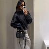 VAYLA Lässige Chic Schwarze Lederjacken Damen Langarm Knöpfe Elastische Übergroße Mäntel Mode Herbst Streetwear Mäntel