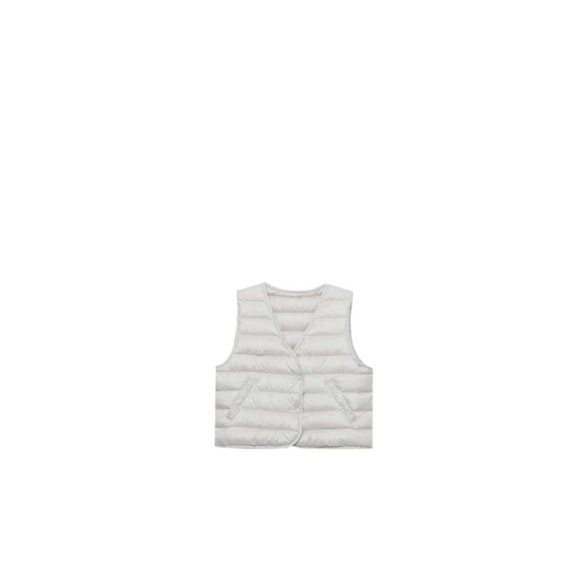 White Duck Down Light Down Vest Women's Winter New V-neck Slim Fit and Warm Stacked Wear Vest Inner Jacket