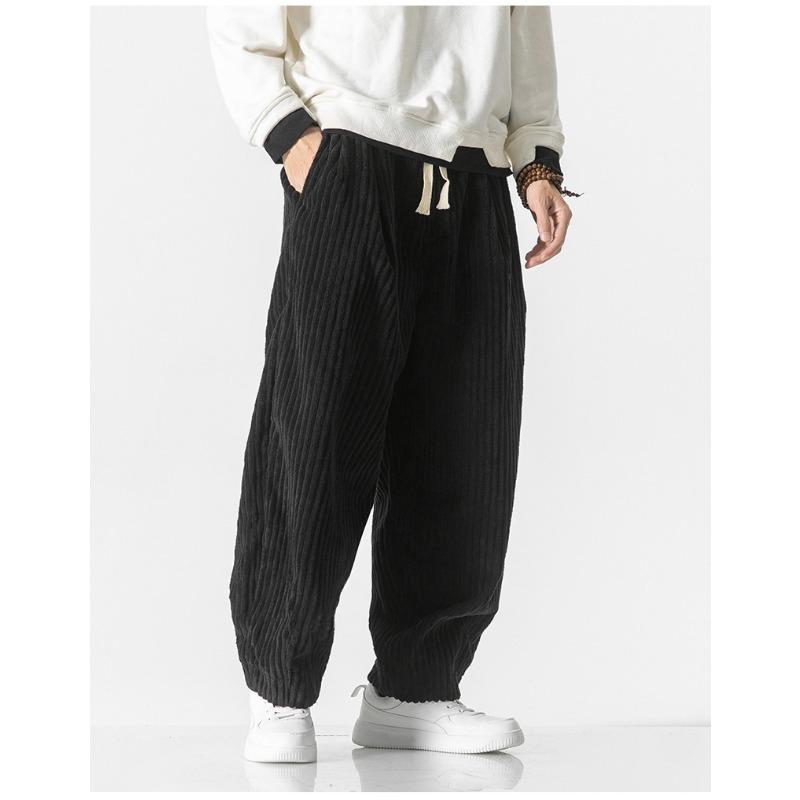 Mens Corduroy Loose Straight Chinese Style Big Size Casual Harem Long Pants