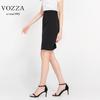 VOZZA Office Elastic Waist Pencil Stretch Mini Skirt Women's Knee-Length Skirt, (Size M, Black)