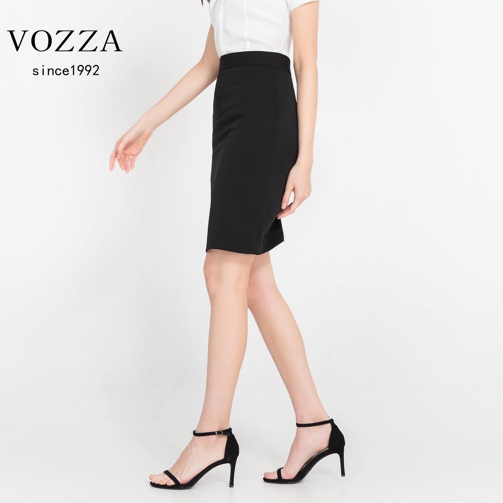 VOZZA Office Elastic Waist Pencil Stretch Mini Skirt Women's Knee-Length Skirt, (Size M, Black)