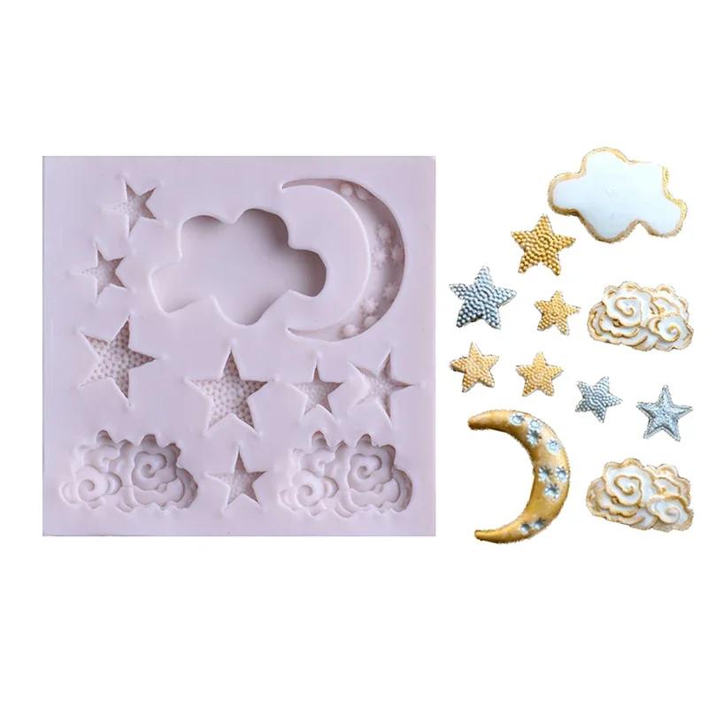 1Pc Fondant Silicone Cake Mold Cloud Star Moon Chocolate Molds Clouds Mould Cake Decorating Accessories DIY Tools