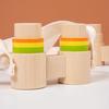 Kids Wooden Binoculars Low Chromatic Aberration Optical Glass Lens Wooden Binoculars for Children Stargazing Toy
