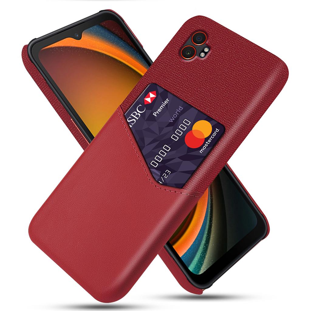 For Samsung Galaxy XCover7 Pro Case PU Leather Cloth Texture Hard PC Phone Cover with Card Holder