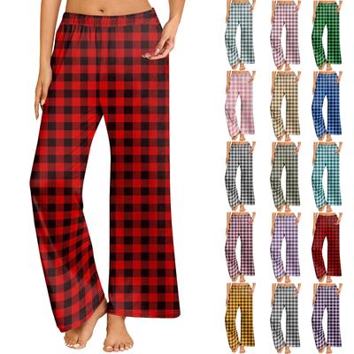 Womens Pajama Pants Sleepwear Casual Drawstring Elastic Waist Pants Comfy Straight Yoga Loose Trousers