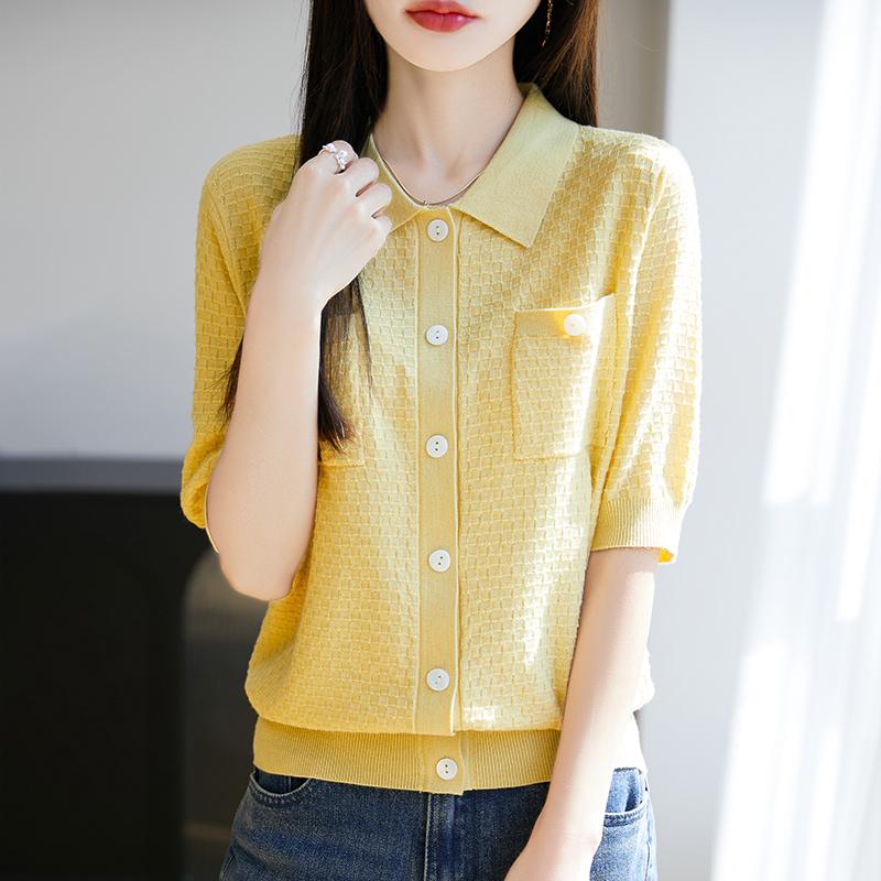 Leichte Strickjacke für Damen aus 50 % Wolle und 50 % Maulbeerseide – vielseitige Strickware für 4 Jahreszeiten für ganzjährigen Komfort und Stil