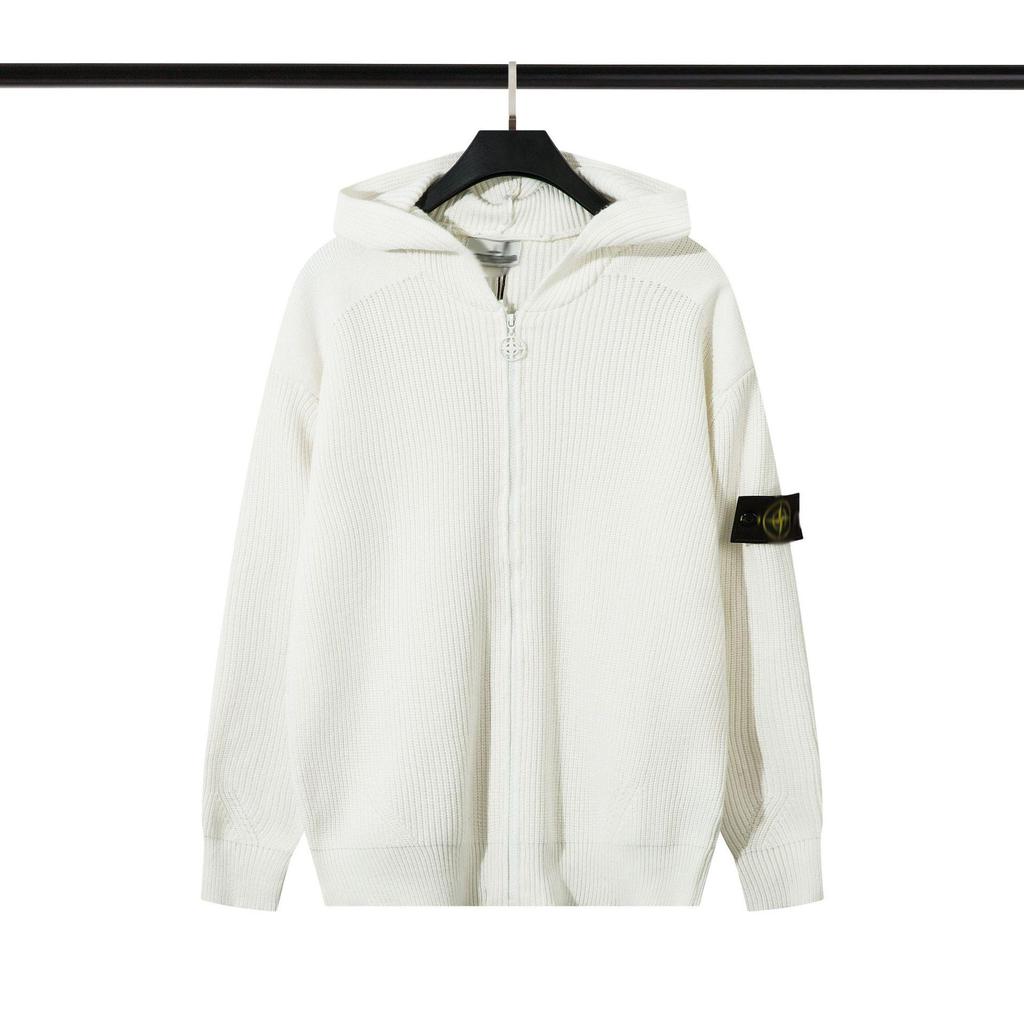 STONE Unisex Kapuzenpullover aus Strick mit Reißverschluss und Brustöffnung, mit Aufnäher - Herbst/Winter Kollektion