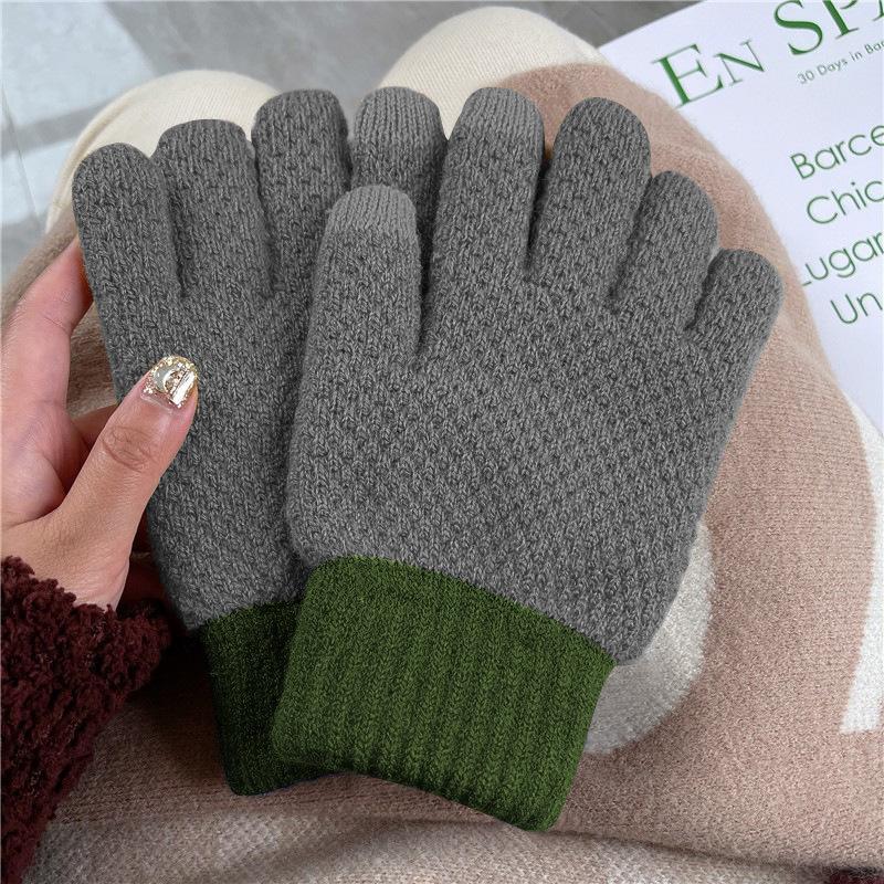 

Трикотажные перчатки для мужчин и женщин для зимней езды на велосипеде на открытом воздухе, двухслойные, теплые и морозостойкие, с толстой бархатной пряжей для сенсорных экранов