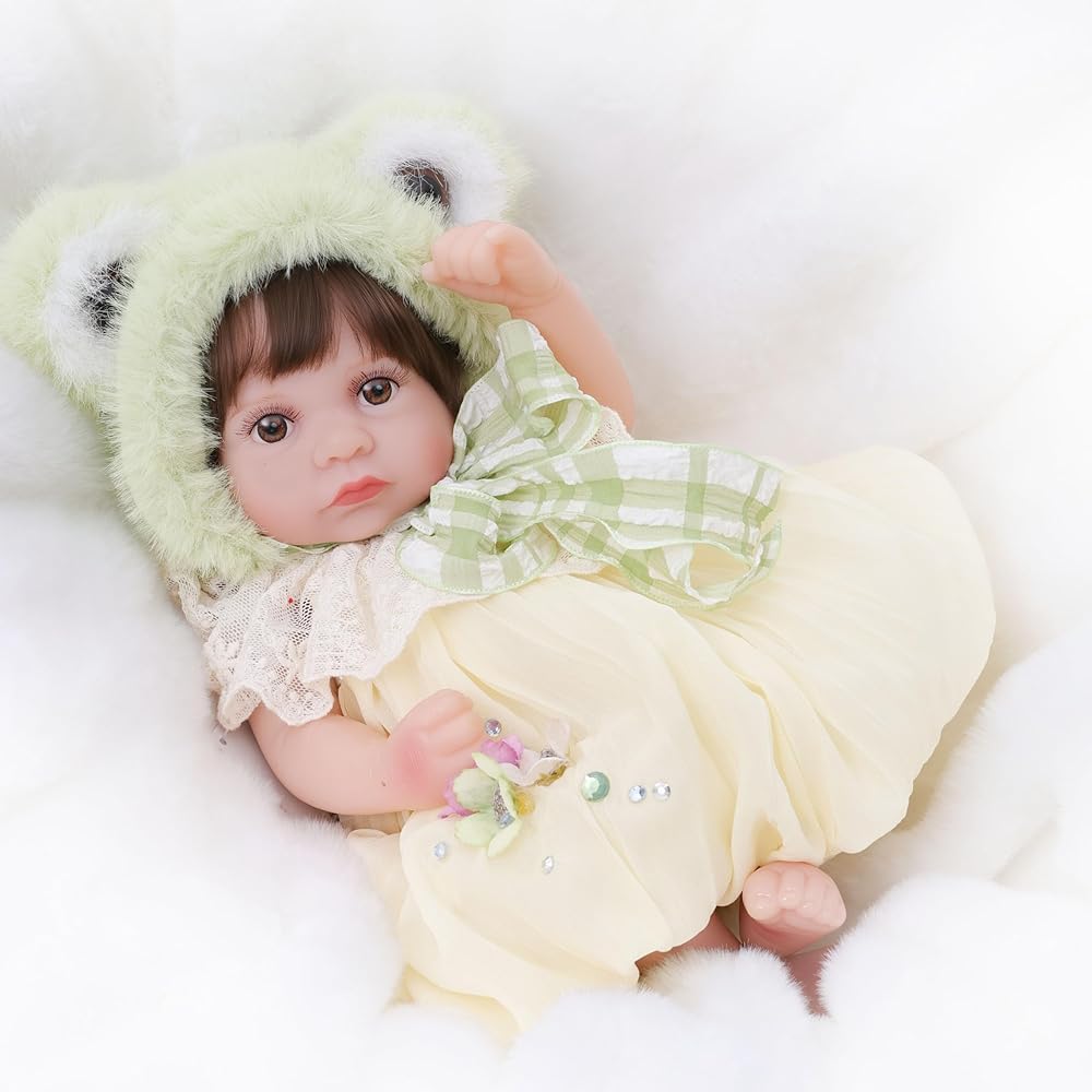 Cloveray Interactive 12-Inch Reborn Baby Doll with Realistic Body, Removable Outfit, Water Play Suitable