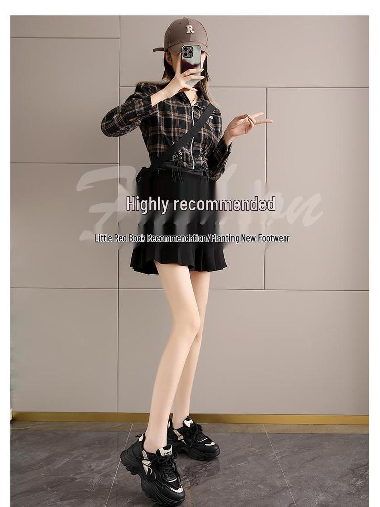 Women's 2025 Dad Shoes: New Style Spring Casual Thick-Soled Trendy Sneakers for a Slim Foot Look