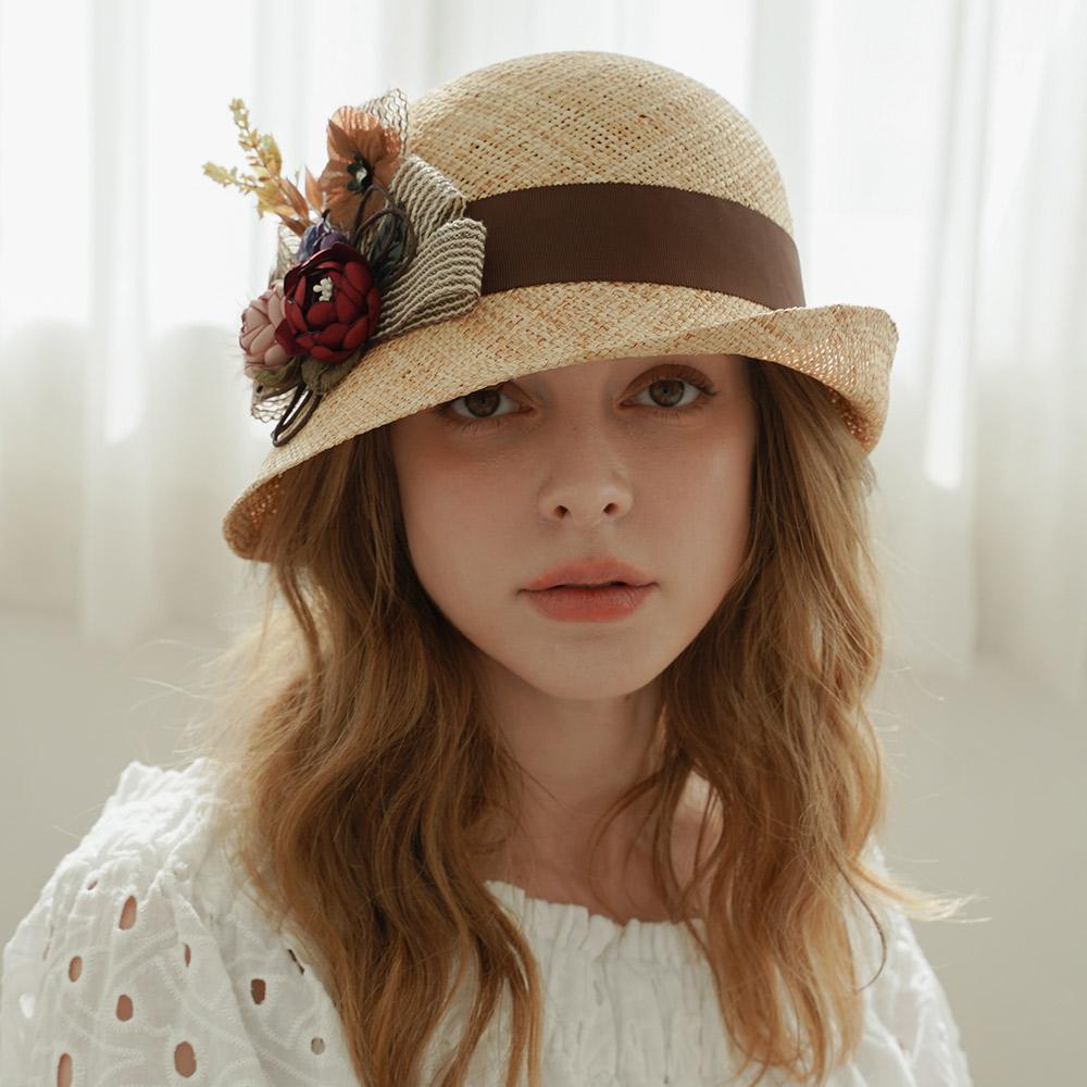 Kaliseumontapone Basil Raffia Retro Cloche Straw Hat I