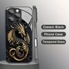 Luxus Goldener Drachenmuster Gehärtetes Glas Handyhülle Für iPhone 17 Pro Max 16 15 14 13 12 11 16E 17Air 7 8 Plus XR XS X Abdeckung