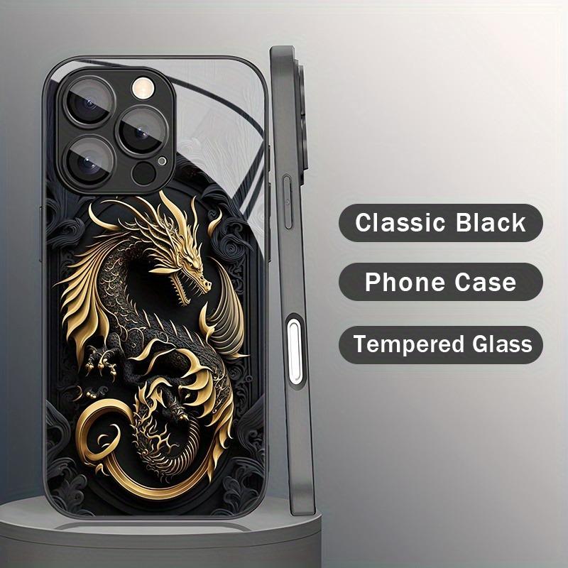 Luxus Goldener Drachenmuster Gehärtetes Glas Handyhülle Für iPhone 17 Pro Max 16 15 14 13 12 11 16E 17Air 7 8 Plus XR XS X Abdeckung