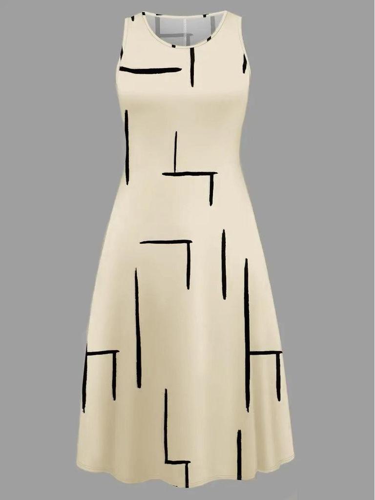 Spring/Summer 2026 Women's Casual Printed Pajama Dress - Round Neck