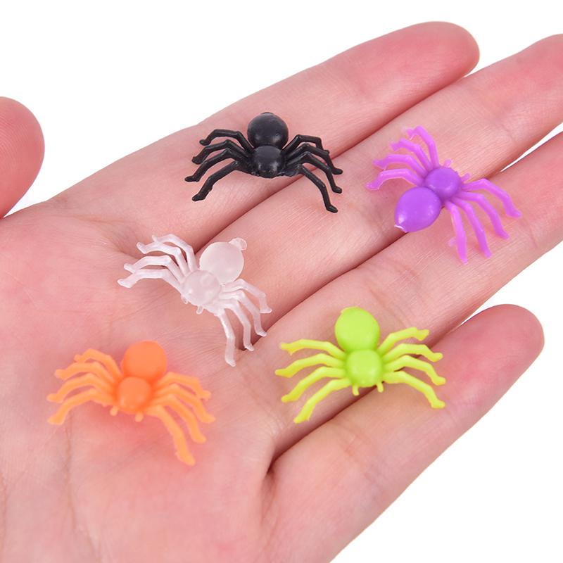 200Pcs/Set Halloween Plastic Mixed-Color Miniature Spiders Decorate Small Toys