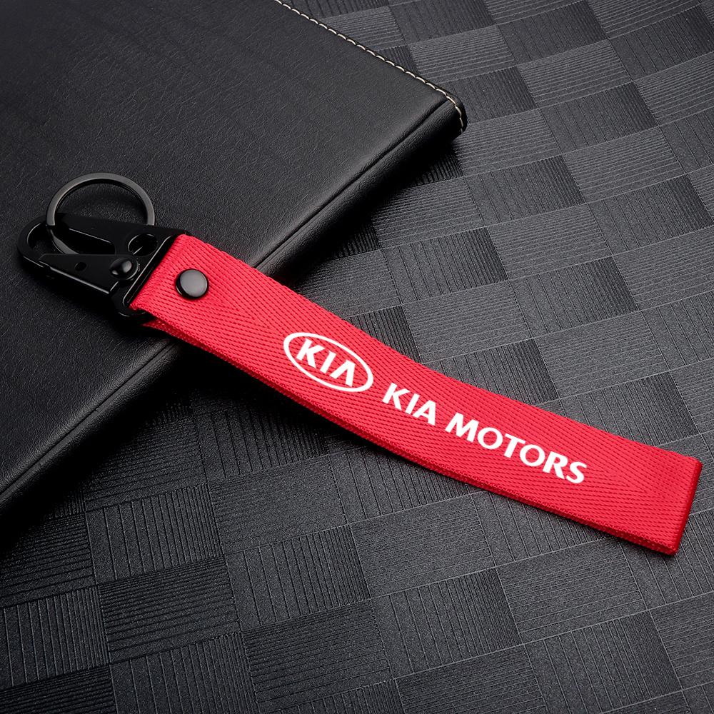 

2026 Hot Car Sticker 1Pcs Car Styling Nylon Metal Keychain Key Ring Key Holder For KIA Rio Ceed Sportage Cerato Soul Sorento Pic красный