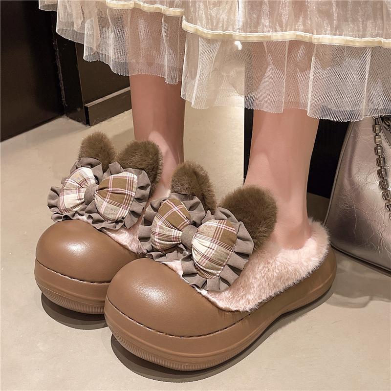 

Fashion Platform Wool Cotton Slippers Wear Outside Women s Autumn and Winter 2025 New Indoor Home Confinement Shoes 41