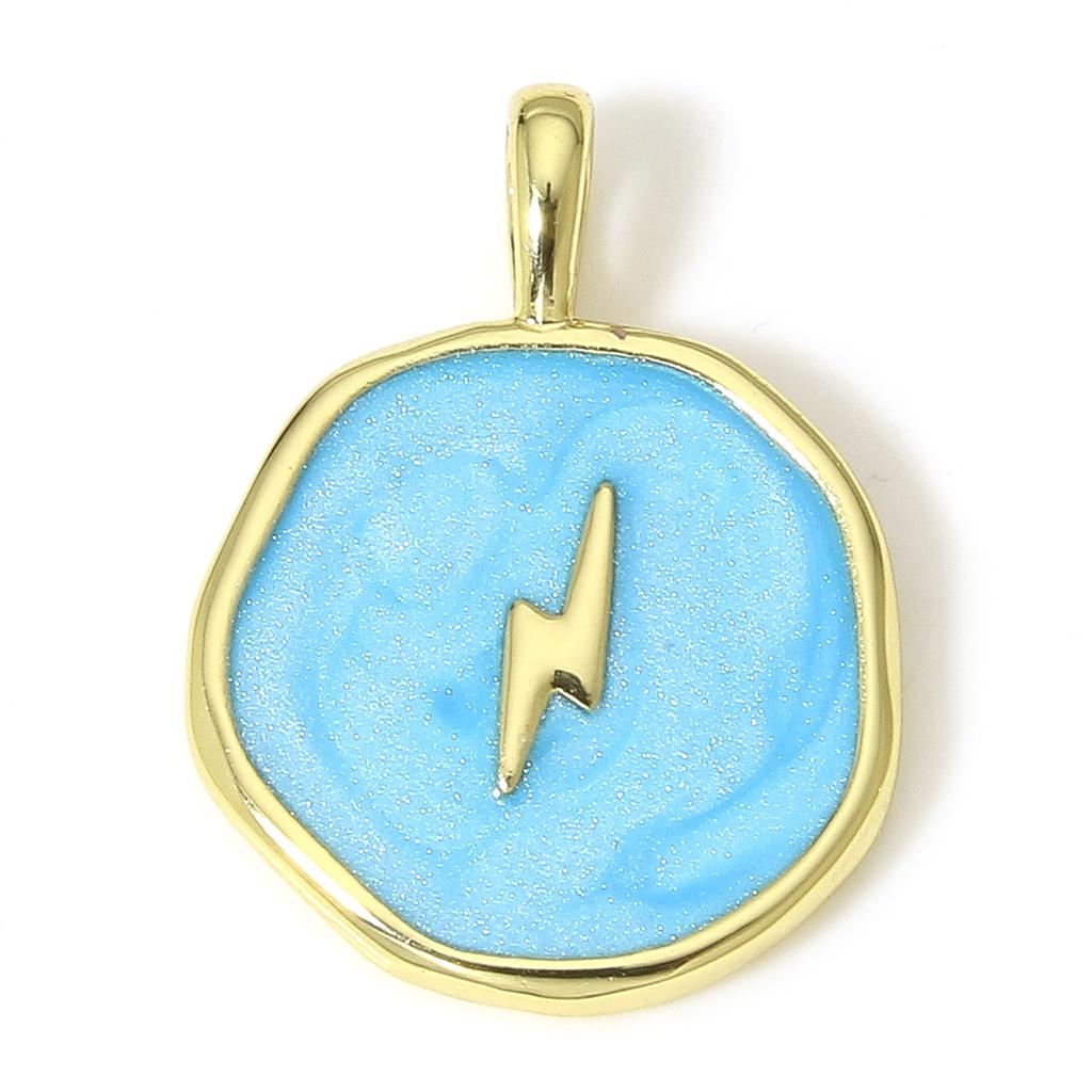 1 Piece Brass Concise Brass Moon Lighting Charms For Jewelry Making 18K Real Gold Plated Irregular Pentagram Star Enamel Pendant