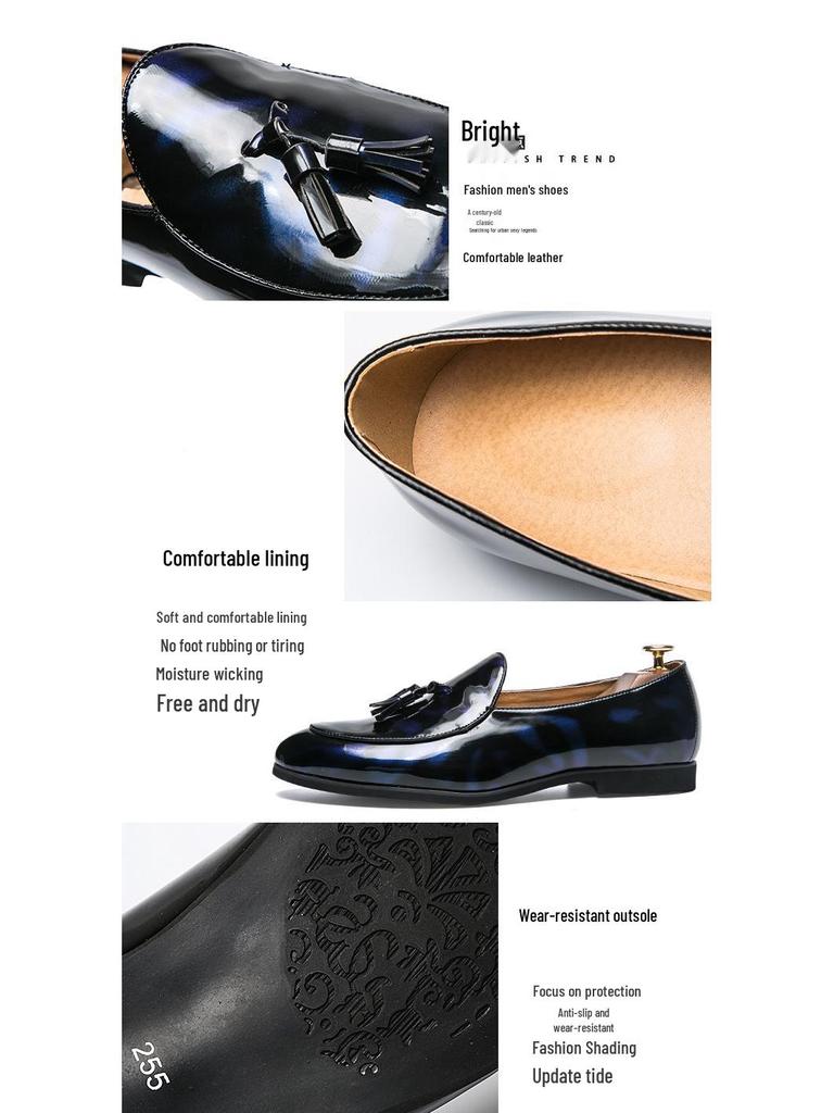 Pánské velké kožené mokasíny s třásněmi - Trendy, prodyšné, ležérní business boty na léto