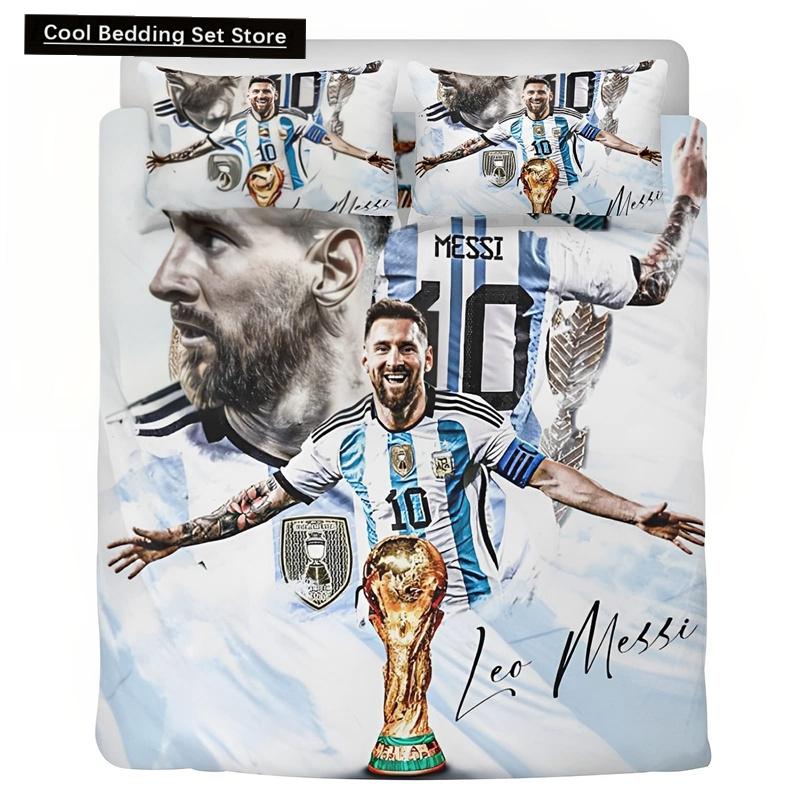 Football Star Bedding Set 3 Piece 3D Football Duvet Cover Complete Set 3 Piece Bedding Set with 2 Pillowcases Quilt Not