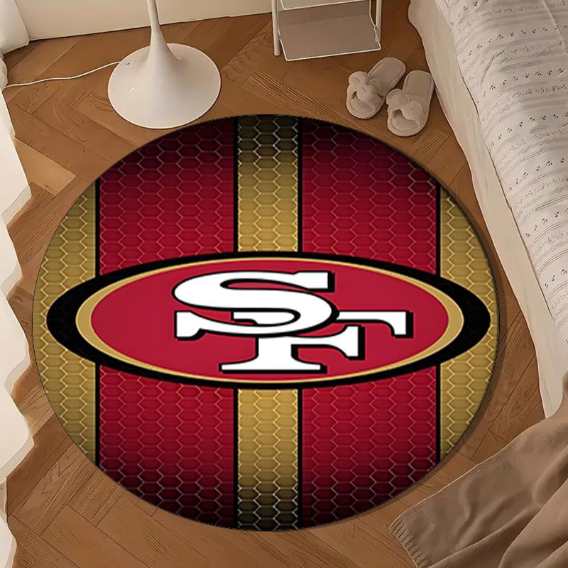 Treues 49ers Football Runder Teppich, Rutschfester Kreis Teppich Stuhlmatte Für Wohnzimmer, Schlafzimmer, Fußmatte Heimdeko Geschenk Weihnachtsgeschenke
