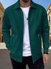 2025 Herren Slim Fit Lässige Strickjacke Jacke - Frühling/Herbst, Reißverschlusstaschen, Reverskragen, Uni-Farbe