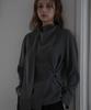 DEHEVE Wrap Scarf Blouse [Charcoal]